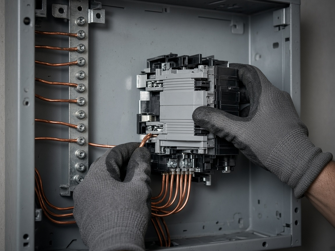 Copper and breakers landed in a residential panel